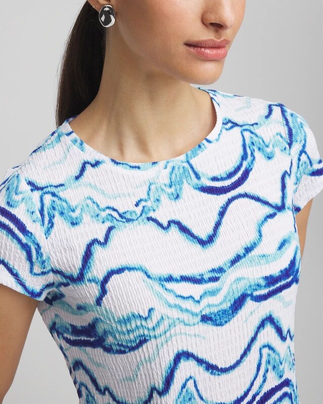 Ocean Waves Cap Sleeve Dolman Tee - image 4